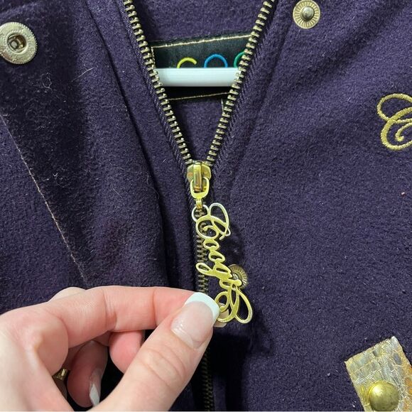 Vintage Y2K Coogi Embellished Purple & Gold Faux Fur Coat - Picture 4 of 14